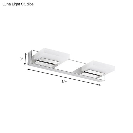 Chrome Wall Sconce With Brick Acrylic Shade For Bathroom Vanity - Choose From 2/3/5 Warm White