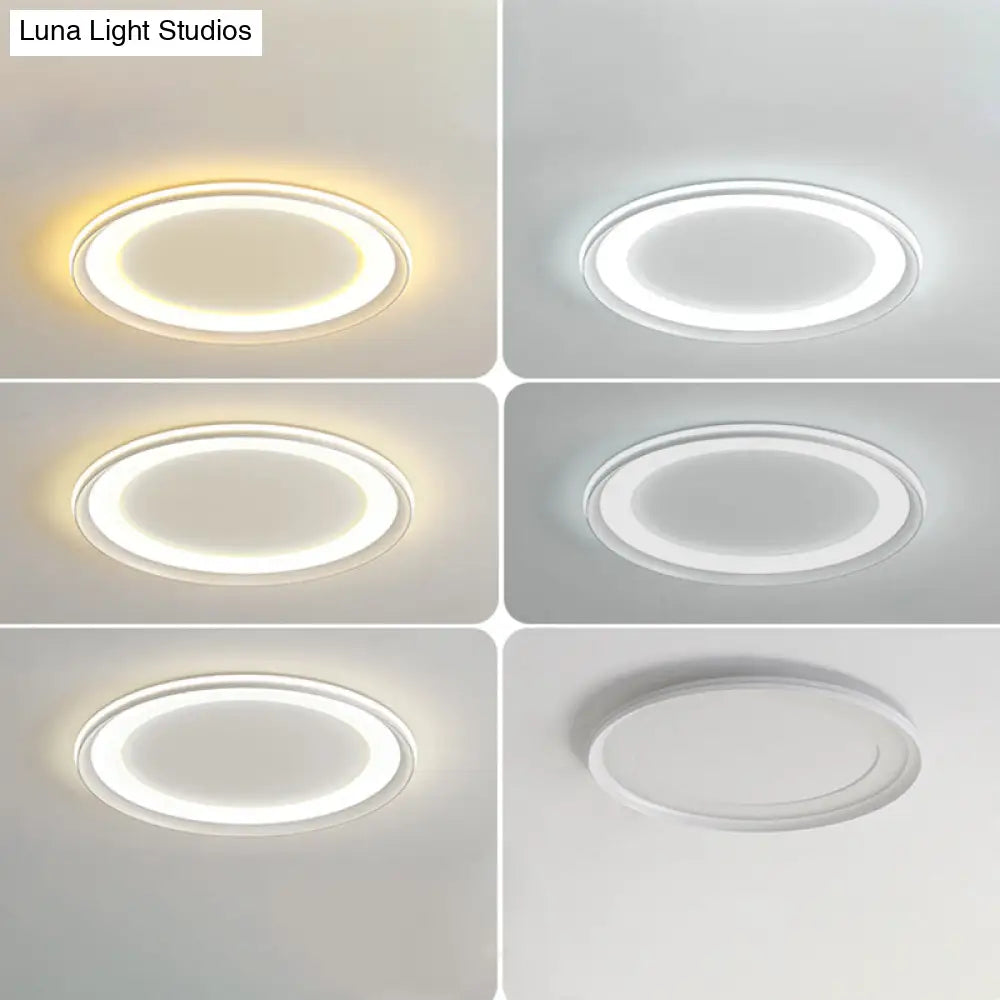 Circle Metal Shade Led Bedroom Flush Mount Ceiling Lamp - Minimalist Style