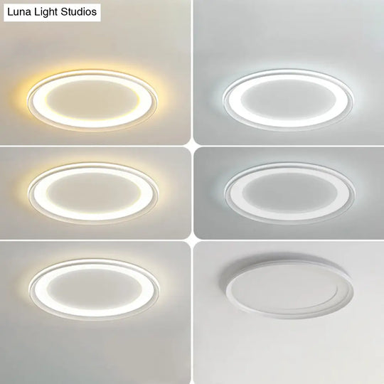 Circle Metal Shade Led Bedroom Flush Mount Ceiling Lamp - Minimalist Style
