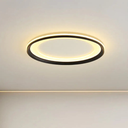 Circle Metal Shade Led Bedroom Flush Mount Ceiling Lamp - Minimalist Style Black / Third Gear
