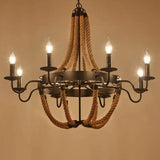 Circular Black Metal Ring Pendant Light With Rope Hanging - Industrial Ceiling Fixture 8 /
