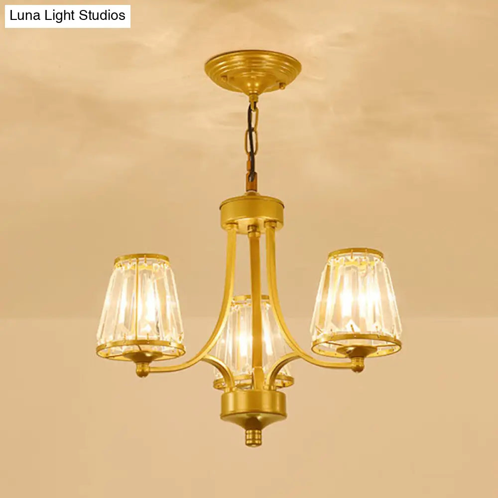 Circular Crystal Chandelier Lamp: Elegant Hanging Light For Bedrooms With Gold/Black Touches -