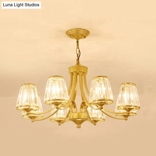 Circular Crystal Chandelier Lamp: Elegant Hanging Light For Bedrooms With Gold/Black Touches -