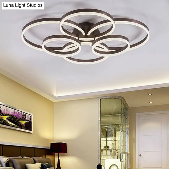Circular Led Flush Mount Ceiling Light For Study Room With Natural/Warm/White Lighting