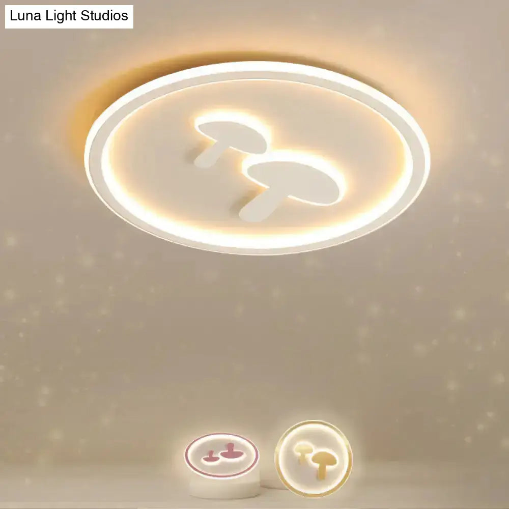 Circular Mushroom Baby Room Led Ceiling Lamp - 16’/19.5’ Dia White/Pink/Gold Options White / 16’