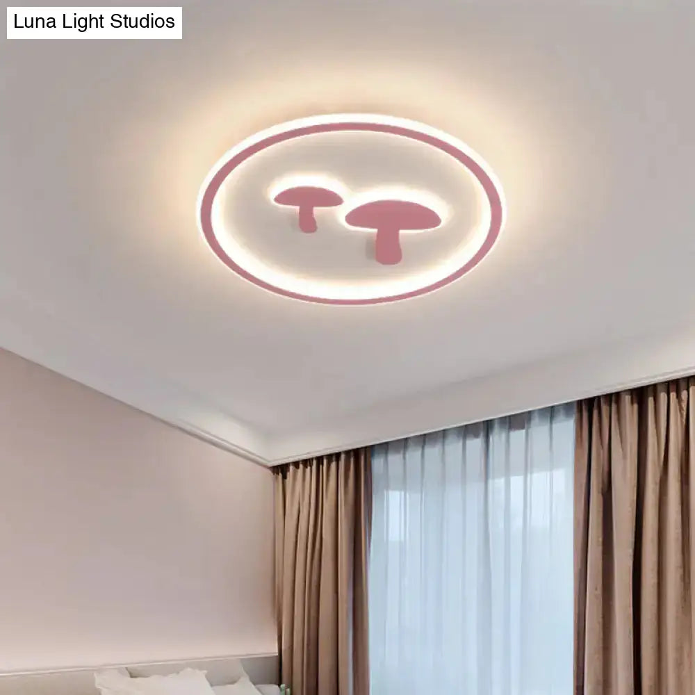 Circular Mushroom Baby Room Led Ceiling Lamp - 16’/19.5’ Dia White/Pink/Gold Options Pink / 16’