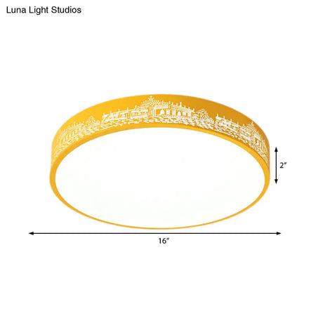 City View Macaron Loft Slim Drum Led Flush Ceiling Light: Stylish Acrylic Lamp For Nursing Room