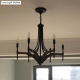 Classic 4-Light Metal Chandelier Candelabra In Black - Pendant Lighting For Living Room With/Without