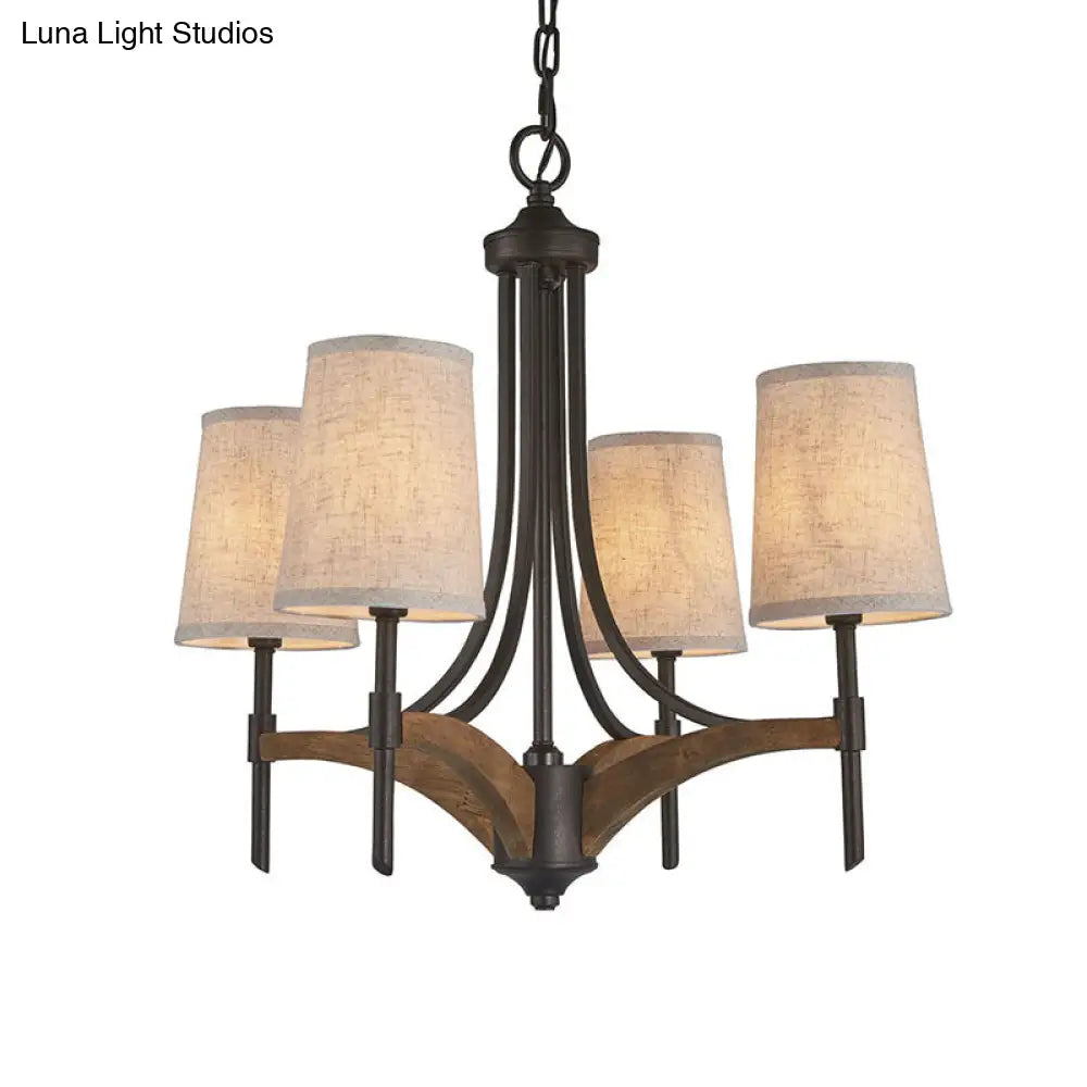 Classic 4-Light Metal Chandelier Candelabra In Black - Pendant Lighting For Living Room With/Without