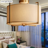 Classic 4-Light Semi Flush Mount Ceiling Fixture With White Fabric Shade For Living Room