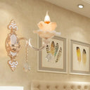 Classic Beige Candle Wall Sconce With Faux Jade Glass - Bedroom Lighting Fixture 1 / Lotus