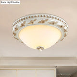 Classic Beige Opaline Glass Flushmount Light For Kitchen - 2/3 Bulbs Half - Sphere Shape