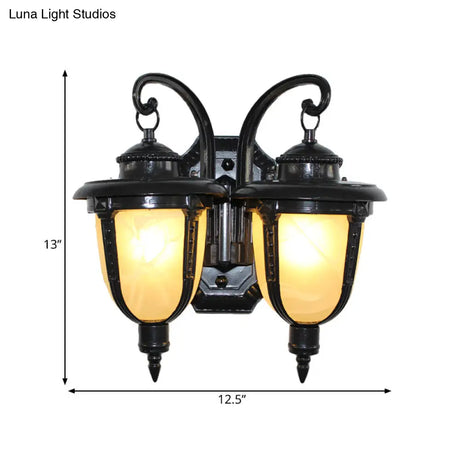 Classic Black/Bronze Wall Lamp With Frosted Glass Shade - Small/Large Sizes Available