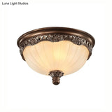 Classic Black Flush Ceiling Light With Frosted Glass Shade - 3 Lights 14’/18’ Wide