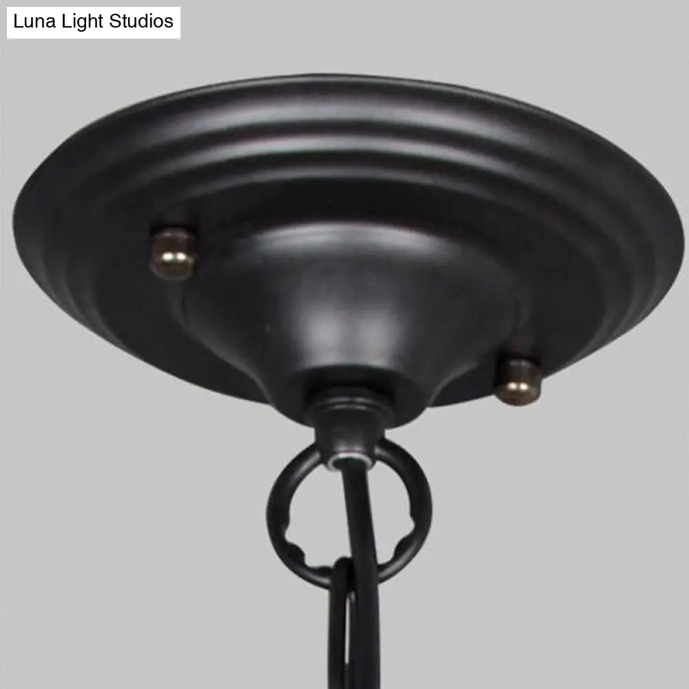 Classic Black Swirled Arm Pendant Chandelier 5/6 Lights Metal Fixture For Living Room Ceiling