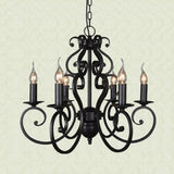 Classic Black Swirled Arm Pendant Chandelier 5/6 Lights Metal Fixture For Living Room Ceiling 6 /