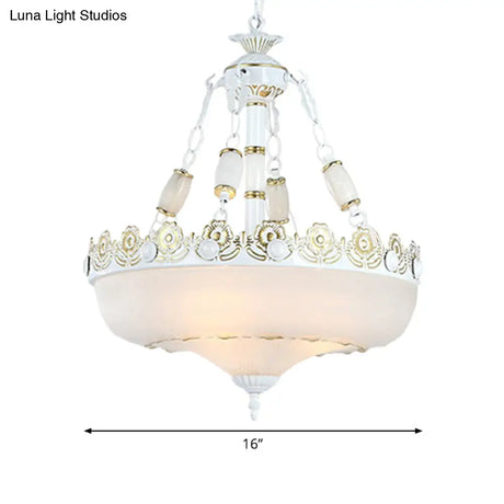Classic Brass Pendant Ceiling Light With White Glass Basket Shade - 12/16 Led Ideal For Living Room