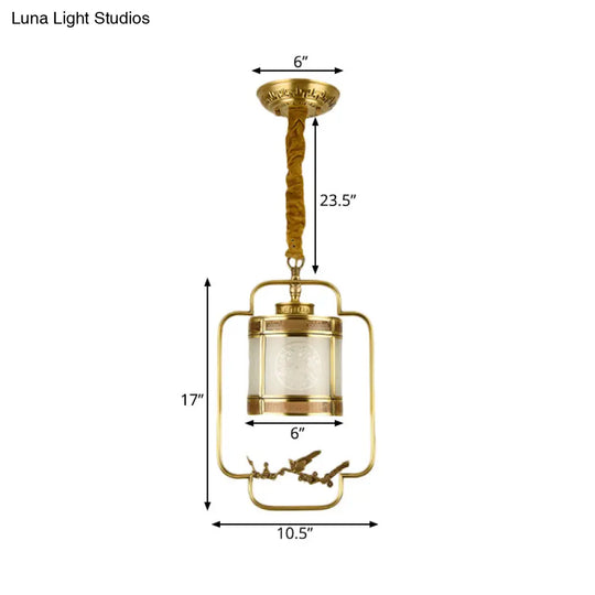 Classic Brass Pendant Light With Metal Cylinder Shade For Corridor - Complete Hanging Lamp Kit