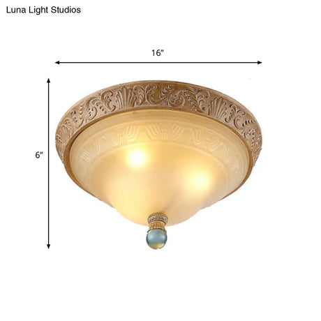 Classic Brown Conical Ceiling Light: 3 - Bulb Flush Mount For Living Room