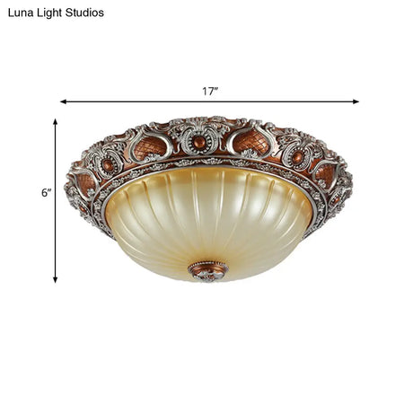Classic Brown Pleated Flush Mount Ceiling Fixture 2/3 Light 13’/17’/19.5’ Wide