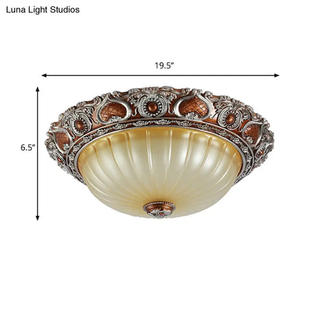 Classic Brown Pleated Flush Mount Ceiling Fixture 2/3 Light 13’/17’/19.5’ Wide
