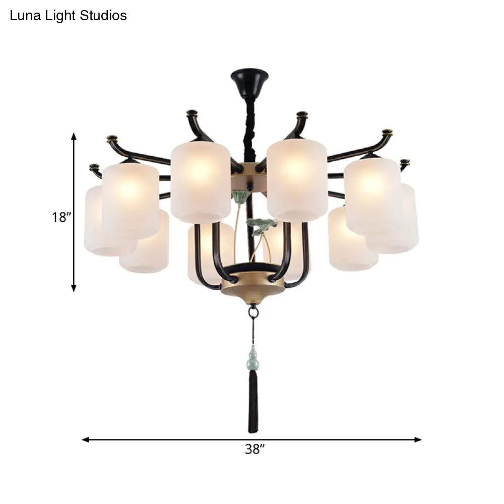 Classic Caged Hanging Chandelier - 6/8/10 Lights Black Metal Pendant Lighting Fixture