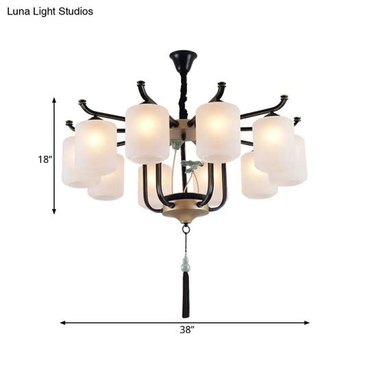 Classic Caged Hanging Chandelier - 6/8/10 Lights Black Metal Pendant Lighting Fixture