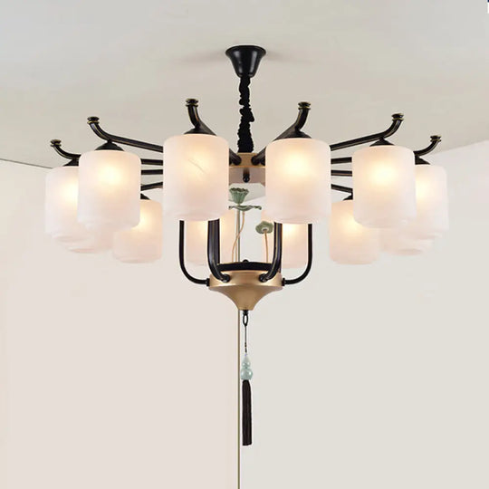 Classic Caged Hanging Chandelier - 6/8/10 Lights Black Metal Pendant Lighting Fixture 12 /