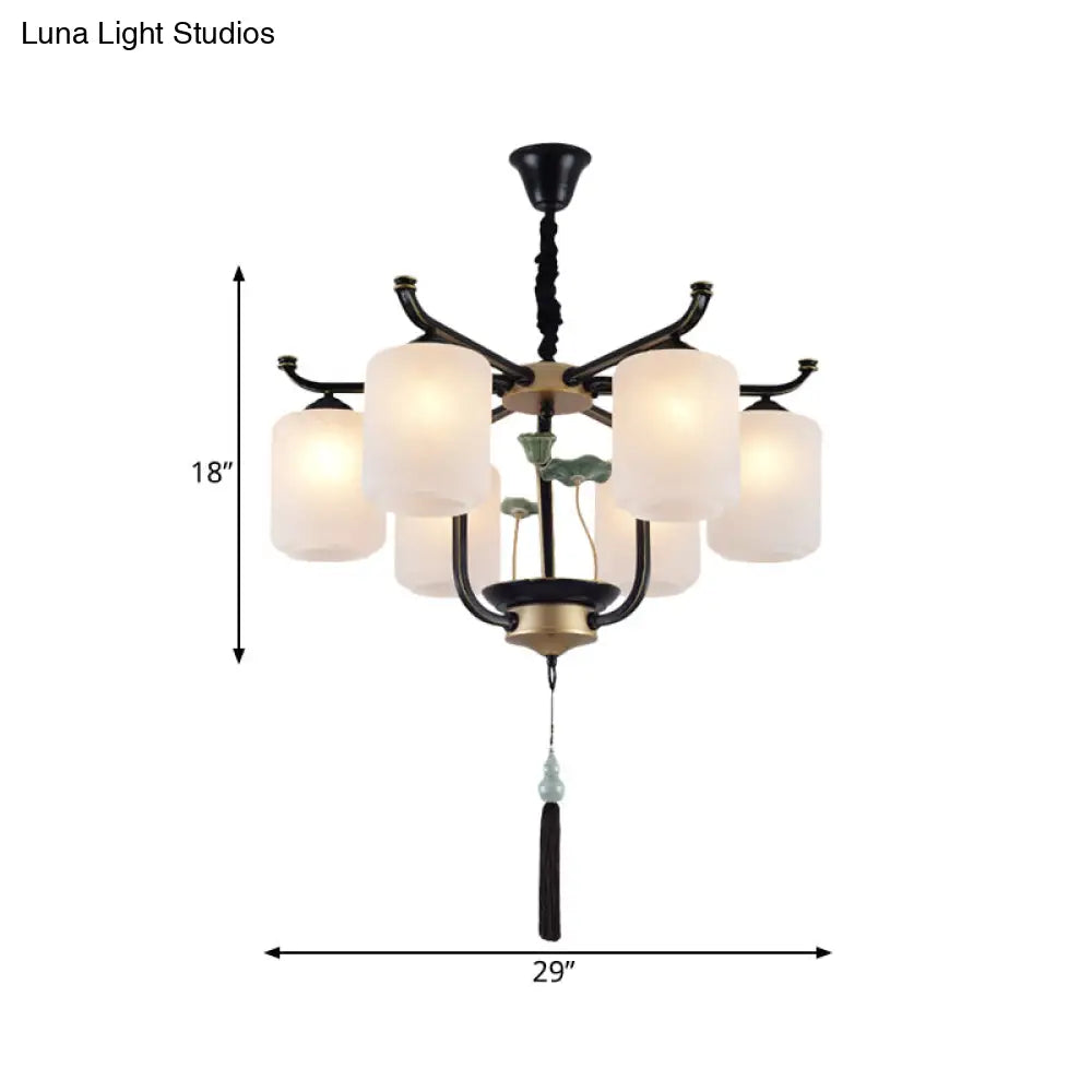 Classic Caged Hanging Chandelier - 6/8/10 Lights Black Metal Pendant Lighting Fixture