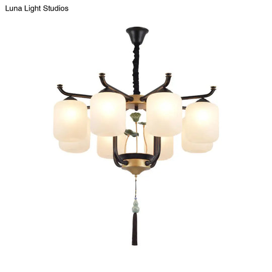 Classic Caged Hanging Chandelier - 6/8/10 Lights Black Metal Pendant Lighting Fixture