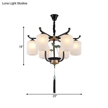 Classic Caged Hanging Chandelier - 6/8/10 Lights Black Metal Pendant Lighting Fixture