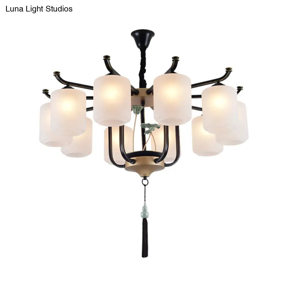 Classic Caged Hanging Chandelier - 6/8/10 Lights Black Metal Pendant Lighting Fixture