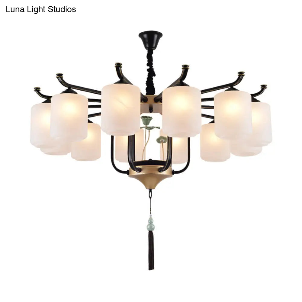 Classic Caged Hanging Chandelier - 6/8/10 Lights Black Metal Pendant Lighting Fixture