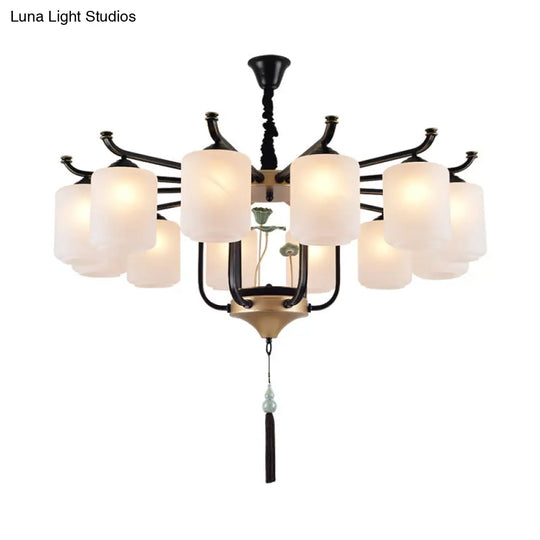Classic Caged Hanging Chandelier - 6/8/10 Lights Black Metal Pendant Lighting Fixture