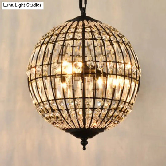 Classic Clear Crystal Sphere Pendant Chandelier For Dining Room Down Lighting