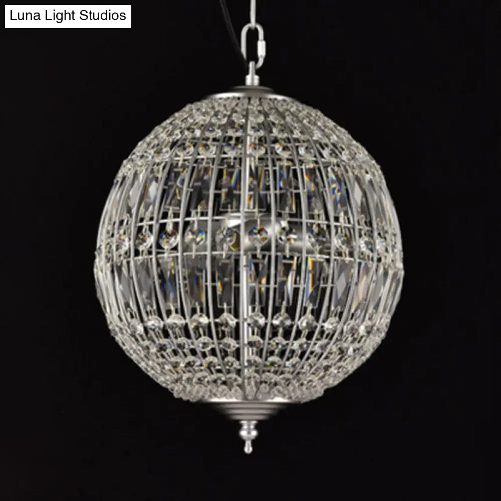 Classic Clear Crystal Sphere Pendant Chandelier For Dining Room Down Lighting