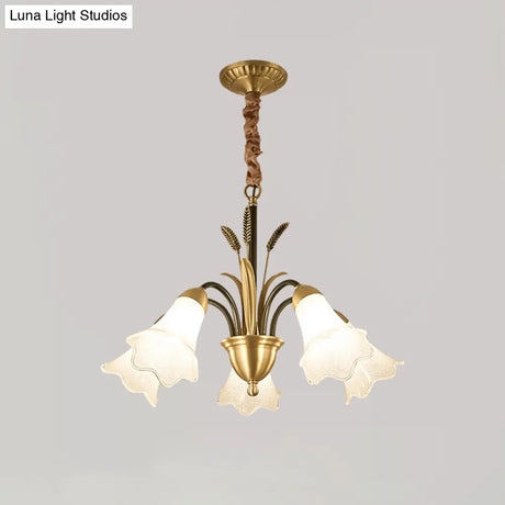 Classic Cream Frosted Glass Gold Pendant Chandelier For Dining Room Ambiance