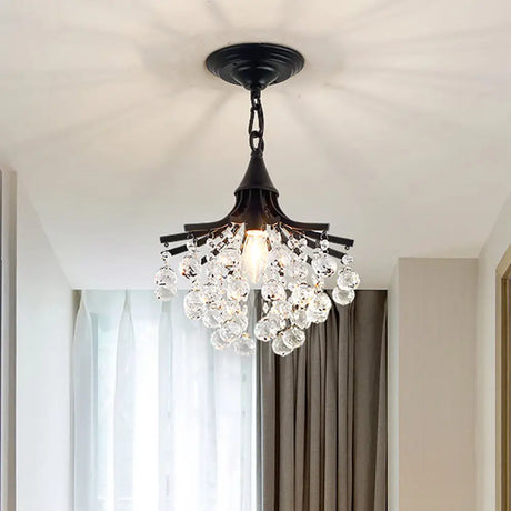 Classic Crystal Ball Pendant Light - Black/Gold Suspended Lamp Kit Black