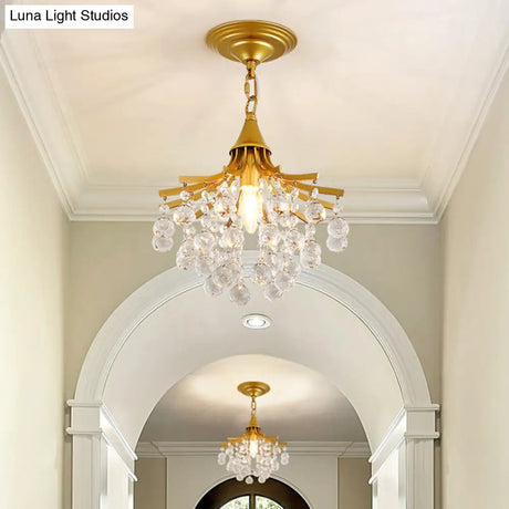 Classic Crystal Ball Pendant Light - Black/Gold Suspended Lamp Kit