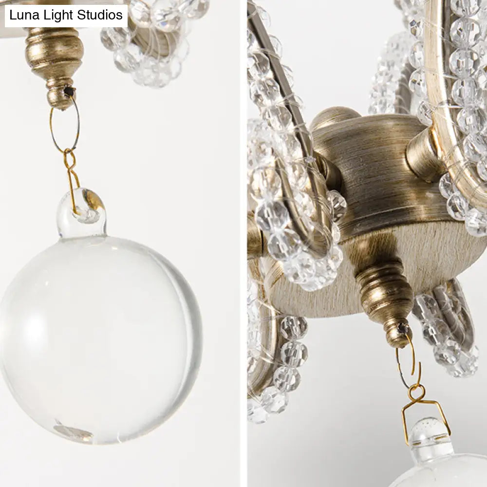 Classic Crystal Beaded Chandelier Hanging Lamp With 3 Lights In Nickel Finish