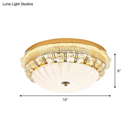 Classic Crystal Bowl Flush Ceiling Light - Led Mount Fixture White 16’/19.5’ Wide Bedroom Lighting