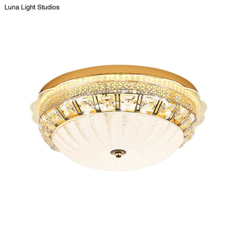 Classic Crystal Bowl Flush Ceiling Light - Led Mount Fixture White 16’/19.5’ Wide Bedroom Lighting