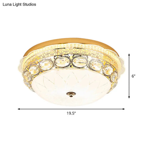 Classic Crystal Bowl Flush Ceiling Light - Led Mount Fixture White 16’/19.5’ Wide Bedroom Lighting