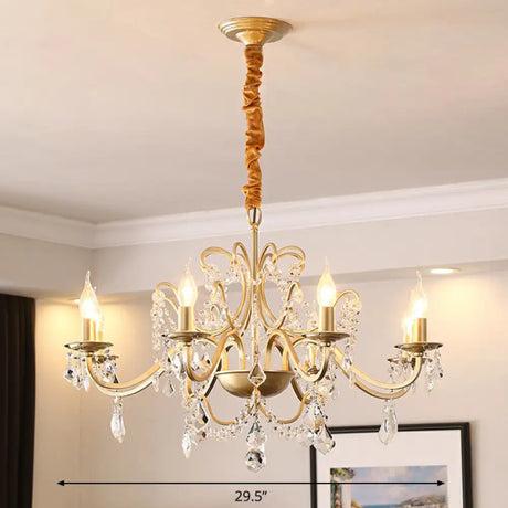 Classic Crystal Pendant Chandelier With Metal Gold Finish 8 / Shadeless