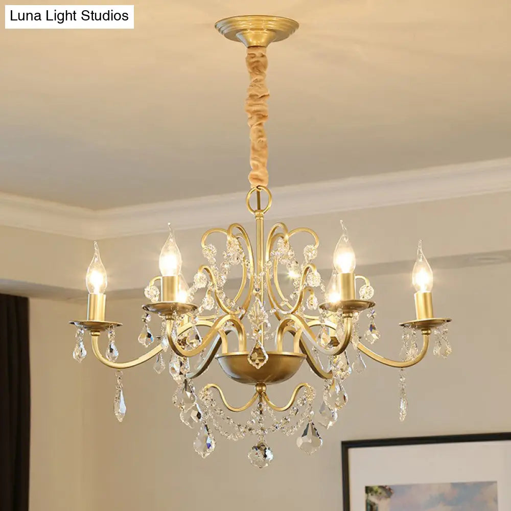 Classic Crystal Pendant Chandelier With Metal Gold Finish