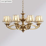 Classic Curved Frosted Glass Chandelier Light In Polished Brass - 5/6/8 Lights Small/Medium/Large