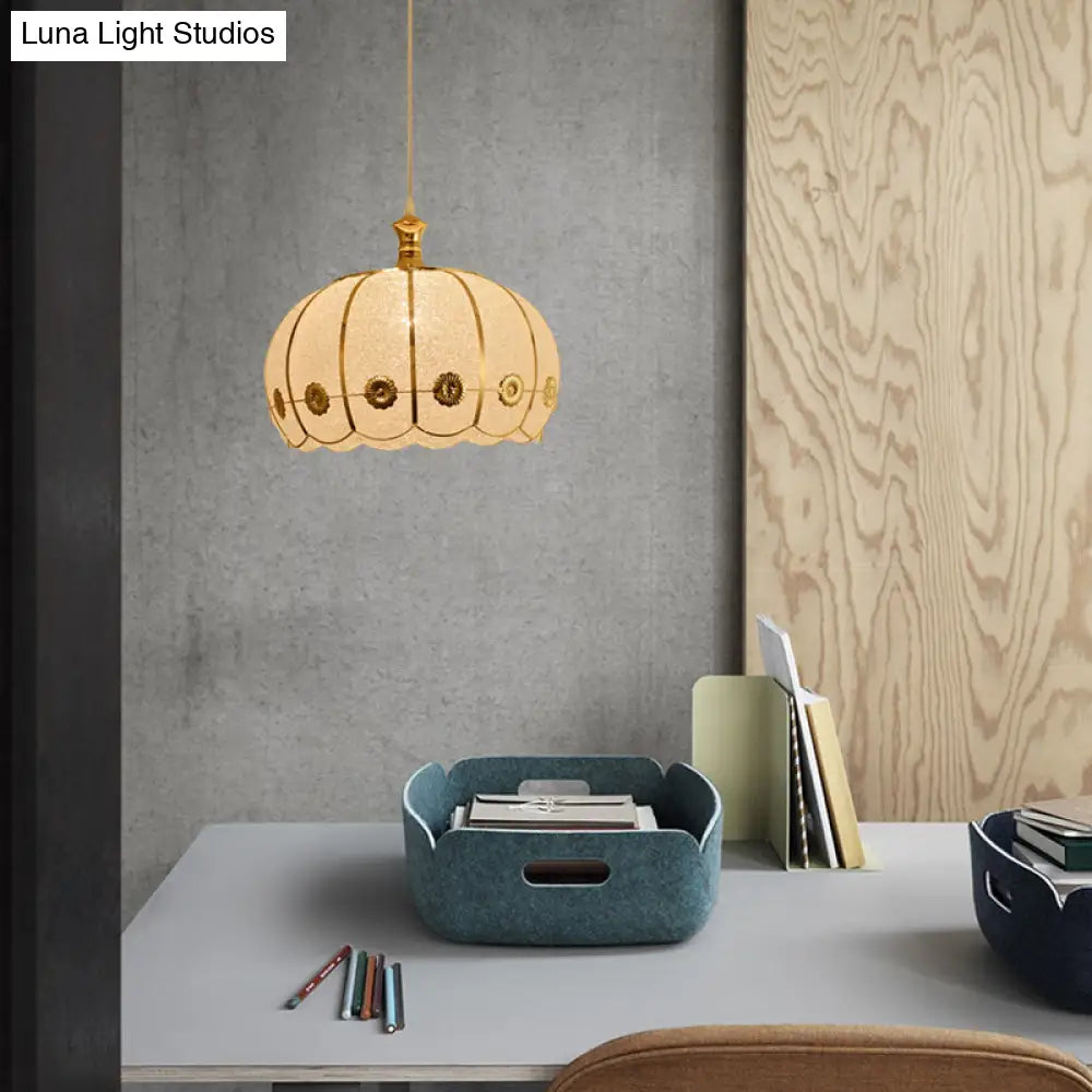 Classic Domed Pendant Lamp - 1 Light Plastic Hanging Kit Red/Yellow Dining Room