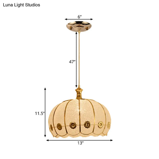 Classic Domed Pendant Lamp - 1 Light Plastic Hanging Kit Red/Yellow Dining Room