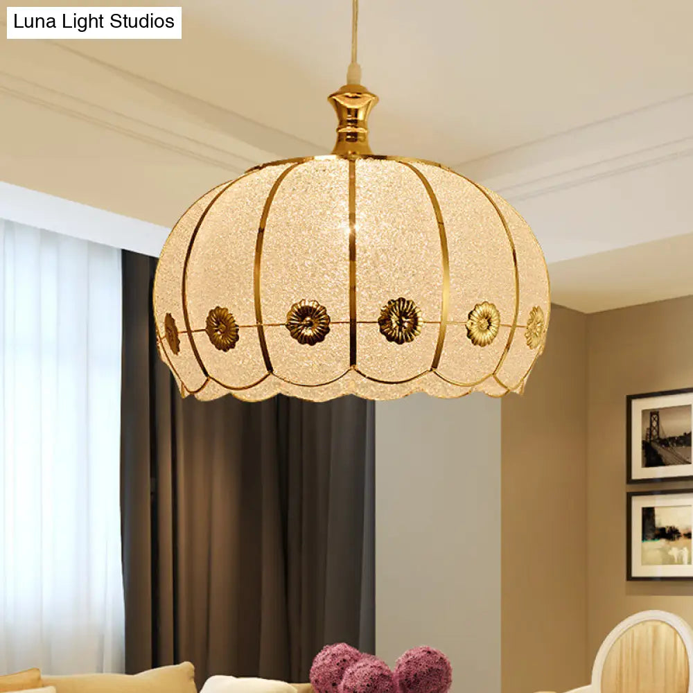 Classic Domed Pendant Lamp - 1 Light Plastic Hanging Kit Red/Yellow Dining Room