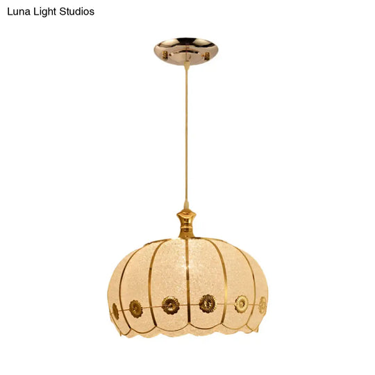 Classic Domed Pendant Lamp - 1 Light Plastic Hanging Kit Red/Yellow Dining Room